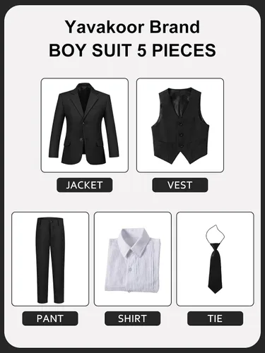 Vista 3 de Trajes para niños para portador de anillos de boda formal, traje de Negro (corbata)