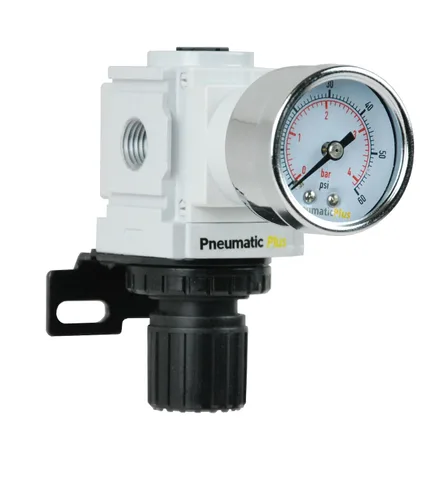 Vista 7 de PneumaticPlus Regulador de presión de aire comprimido serie PPR - Manómetro integrado y soporte incluidos (1/2" NPT)