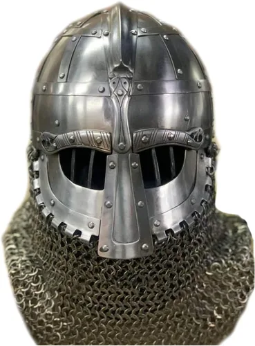 Vista 6 de BLUEBIRD MEDIEVAL - Casco de acero medieval con cadena para cosplay, SCALARP