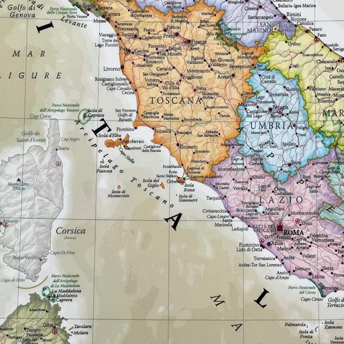 Vista 4 de Italy Map - Póster clásico, laminado de una sola cara, 16.5 x 23.4 pulgadas