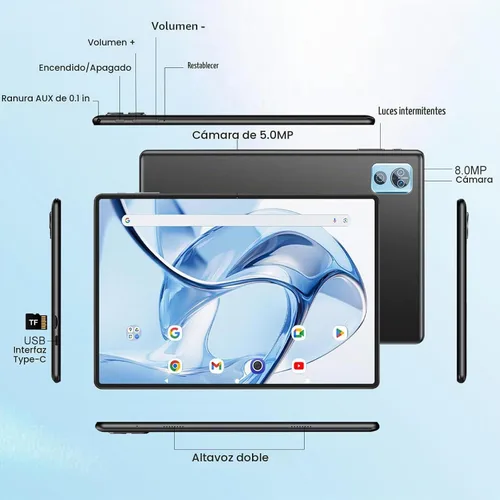 Vista 7 de Tableta Android 15 de 10 pulgadas con teclado, 30 GB de RAM 64 GB ROM 2.0 GHz Octa-Core, cámara dual, expansión de 2 TB, Widevine L1, WiFi 5G, BT