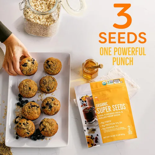Vista 3 de BetterBody Foods Superfood Organic Super Seeds - Semillas de lino de chía y cáñamo, mezcla de semillas de chía orgánicas, semillas de lino molido