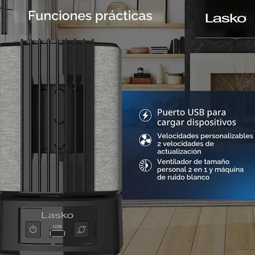 Vista 3 de Lasko Ventiladores de mesa Slumberbreeze de 8" Negro