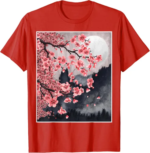 Vista 71 de Sakura - Camiseta japonesa de cerezo en flor japonesa, Negro, S