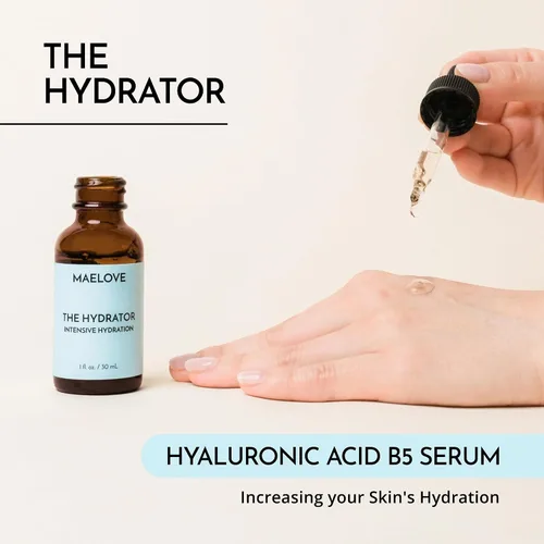 Vista 2 de MAELOVE Suero Hydrator de ácido hialurónico B5 con resveratrol para un brillo húmedo al instante, rellena líneas finas, ligero y no graso, 1.0 onzas