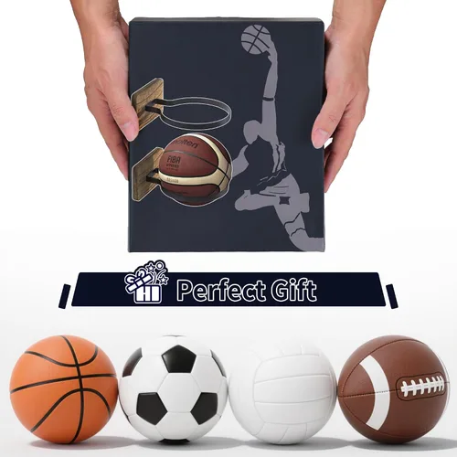 Vista 8 de Soporte de Pared para Baloncesto, Organizador de Exhibición y Almacenamiento de Pelotas para Baloncesto, Fútbol, Fútbol Americano, Voleibol