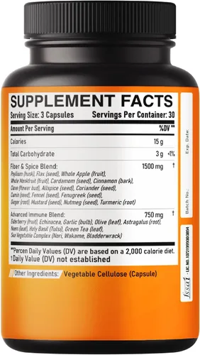 Vista 8 de DEDICAD Suplemento de fibra y especias 27 en 1, combinado con psyllium orgánico, manzana entera, saúco y más - Apoya el estado de ánimo, el cuerpo