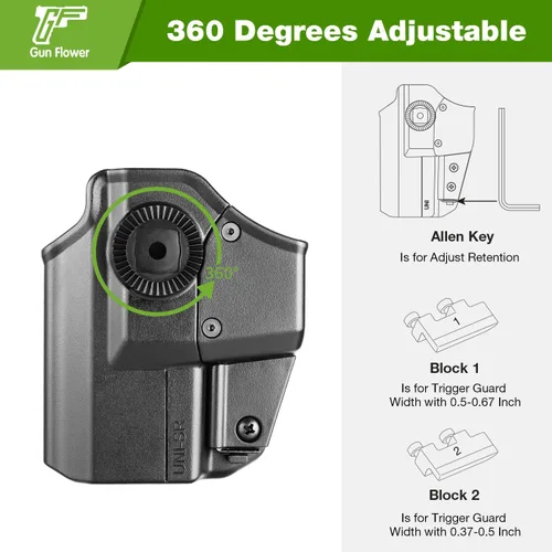 Vista 5 de Universal OWB Holster for G43X/G48 MOS, Shield Plus, P365 XL/P365, Glock 26 27, RDS Compatible, Fits Sub-Compact 9mm Pistols Like G3C, Hellcat Pro