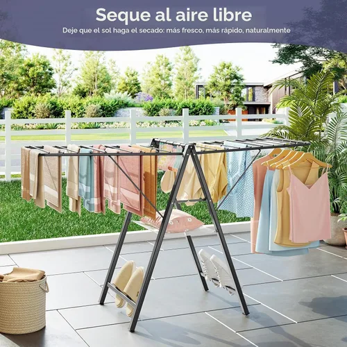 Vista 9 de APEXCHASER Tendedero plegable de ropa, estante de secado de ropa de metal plegable, estante de ropa ultra delgado para suéter, sostén, toalla