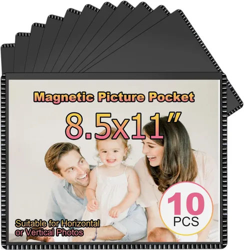 Vista 27 de CHUNNIAO Paquete de 24 imanes de fotos para refrigerador, más solución para mostrar tus fotos, 12 marcos de fotos para refrigerador y 12 hojas
