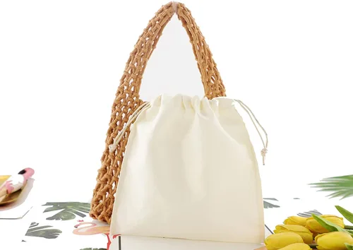 Vista 3 de Ayliss Mini bolso de mano para mujer, de algodón, ganchillo, asa superior, cordón para playa, tejido de red, bolsa de red de pesca