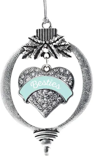 Vista 195 de Inspired Silver Adornos festivos de dije de corazón pave de plata con circonitas cúbicas