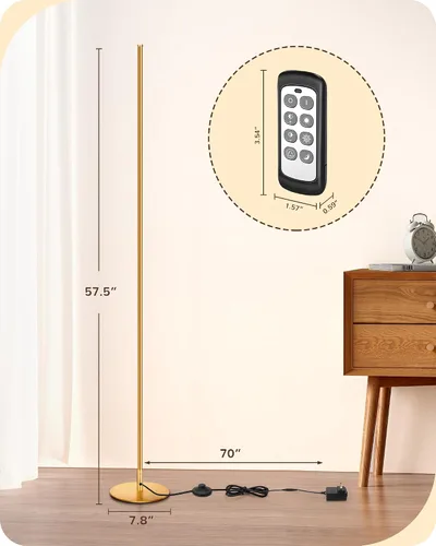 Vista 7 de Lámpara de pie EDISHINE, lámparas de pie con control remoto y interruptor de pie para sala de estar, lámpara de pie regulable del 10% al 100% con 7