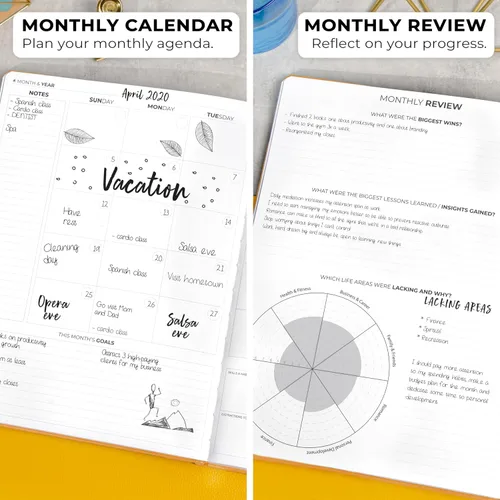 Vista 4 de Clever Fox Planner Pro Premium - Lujosa agenda semanal y mensual con organizador de presupuesto para productividad y objetivos, sin fecha, A4