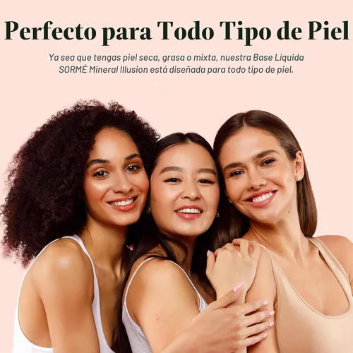 Vista 5 de SORMÉ Mineral Illusion Base líquida sin fragancia y aceite con protector solar no químico, fórmula mineral, hidratante con manteca de karité
