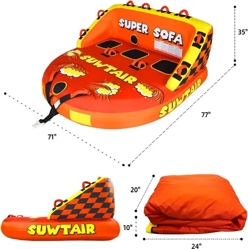 Vista 6 de SUWTAIR Tubos remolcables para navegación, tubo de tracción, tubos de súper sofá para barcos, tubo inflable para barco, puntos de remolque