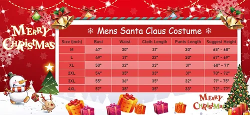 Vista 7 de Juego de disfraz de Papá Noel de 12 piezas de disfraz de Papá Noel para hombres y adultos traje de Papá Noel de lujo Outifit Cosplay Santa Accesorios
