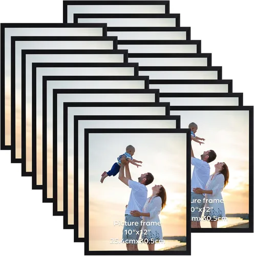 Vista 18 de Hoikwo 18 paquetes de marcos de fotos de plástico negro de 3.5x5 multifuncionales con cubierta de plástico para fotos familiares, obras de arte