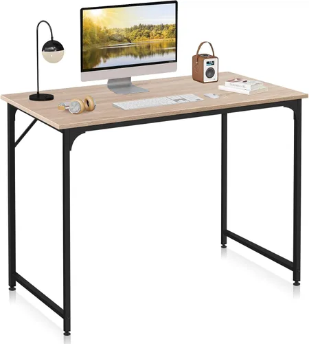 Vista 4 de Escritorio para computadora de oficina de 32 pulgadas, pequeño, moderno, estilo simple, mesa de trabajo de madera para escribir, mesa de trabajo