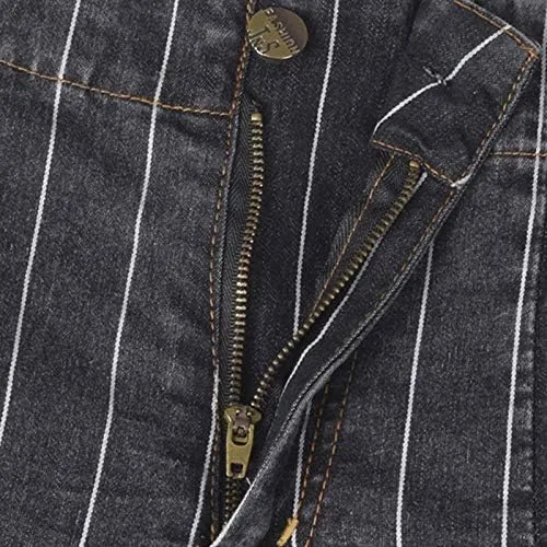 Vista 6 de Kabxryaclo - Pantalones vaqueros ajustados para mujer, con cinturón, rayas verticales, cintura baja, bolsillos vaqueros