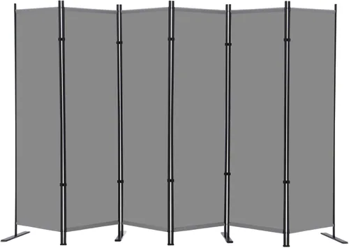 Vista 17 de RANTILA Divisor de habitación de 4 paneles, pantalla de privacidad plegable de 6 pies con pies anchos, partición independiente para separación