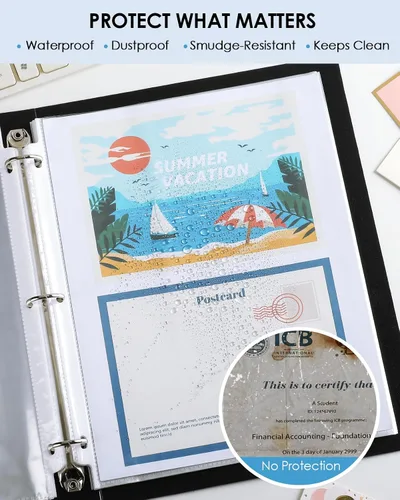 Vista 5 de Ktrio - Protectores de hojas tamaño carta (8.5 x 11 pulgadas), transparentes y antirreflejantes, fundas plásticas con abertura en la parte superior