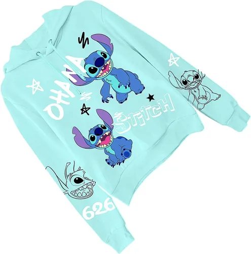 Vista 5 de Disney Sudadera con capucha Lilo and Stitch para mujer, diseño clásico de Lilo y Stitch