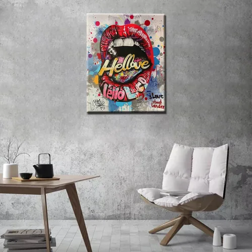 Vista 3 de Tucocoo Kits de Pintura por Números para Adultos y Niños - Labios Graffiti Sacando la Lengua - Pintura al Óleo Digital DIY sobre Lienzo Arte