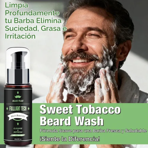 Vista 5 de Kit de barba con 3 aromas de aceite de barba y juego de jabón y bálsamo para barba de tabaco dulce