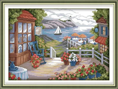 Vista 9 de ITSTITCH Kits de punto de cruz estampados, 11 quilates, 13 x 17 pulgadas, 100% algodón, kits de iniciación de bordado con patrones fáciles