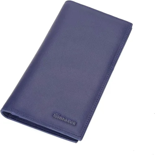Vista 6 de GintaXen Cartera larga delgada de cuero con bloqueo RFID, Azul, Slim