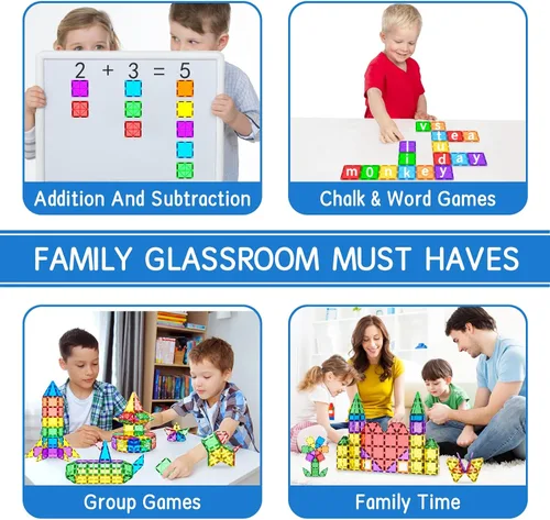 Vista 3 de Azulejos Magnéticos Bloques de Construcción para Niños Pequeños, Juguetes Montessori Magnéticos para Niños y Niñas de 3+ Años, Juegos Educativos