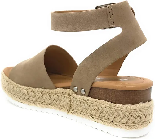 Vista 3 de Soda - Sandalias informales VALETT para mujer, con puntera abierta y correa al tobillo, Beige, 10