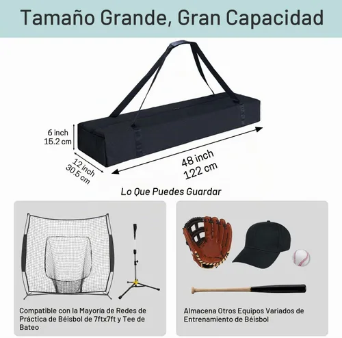 Vista 2 de VISEMAN Bolsa de repuesto de red estilo arco de béisbol sólo, bolsa de red de práctica de béisbol, bolsa de lona de red de béisbol, se adapta a Negro