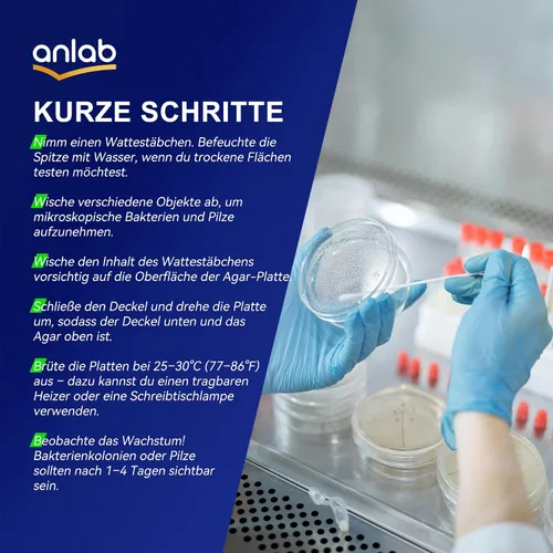Vista 5 de Kit de Proyecto Científico de Placas de Petri de Agar Nutritivo Placas de Agar Pre-vertidas e Hisopos de Algodón para Experimentos Científicos