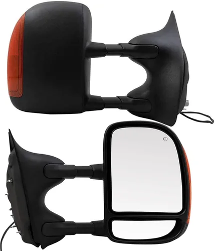 Vista 8 de PZ Espejos de remolque de reemplazo compatibles con Ford Econoline 2003-2014 E-150 E-250 E-350 E-450 E-550 / Juego de par manual de doble brazo