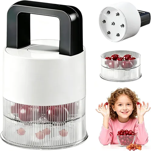 Vista 8 de Cherry Pitter - Herramienta de descorazonador de aceitunas y cerezas de alta resistencia con diseño de bloqueo que ahorra espacio, herramienta