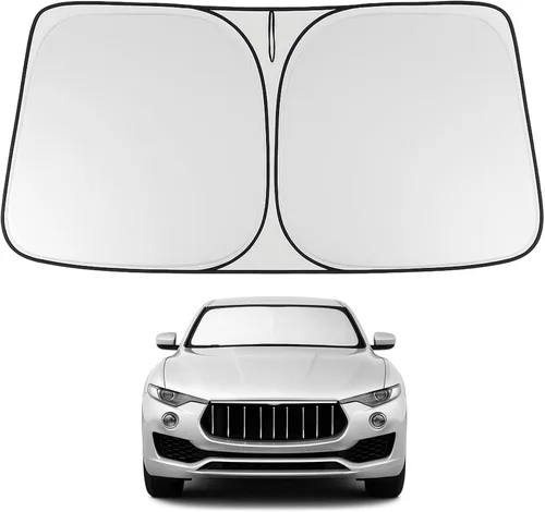 Vista 144 de Proadsy Parasol para parabrisas Rivian R1S 2022-2025 2026 de 4 capas plegable, protector de parasol frontal que bloquea los rayos UV, mantiene