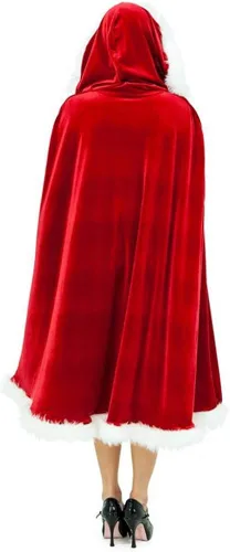 Vista 4 de TINKSKY Capa de Navidad con capucha de la Sra. Santa Claus, disfraz de cosplay para fiesta, talla L, rojo