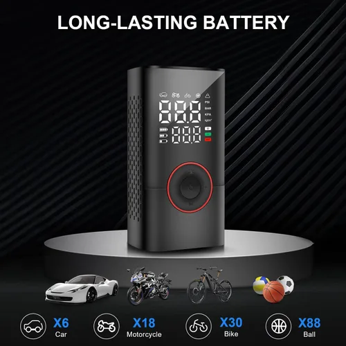 Vista 3 de COOLMAN Inflador de neumáticos, compresor de aire portátil, bomba eléctrica inalámbrica de 150 PSI, inflador de neumáticos portátil con medidor