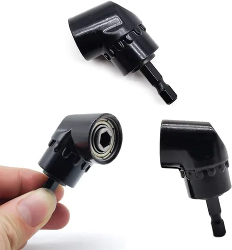 Vista 2 de 2 adaptadores de taladro de ángulo recto negro de 105 grados y destornillador hexagonal de 1/4 pulgadas extensión de soporte de broca en ángulo