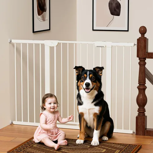 Vista 14 de Puerta magnética para bebés de 29.5 a 40.6 pulgadas para escaleras, puerta de perro montada a presión para interiores, puerta de mascotas de cierre