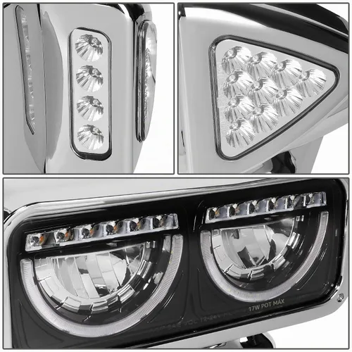 Vista 5 de DNA MOTORING HL-HAY-033-BK Par de faros delanteros LED con anillo de halo tipo U y reflector, ángulo amplio, compatible con Peterbilt 359 de Negro