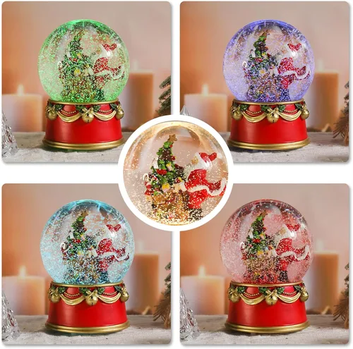 Vista 2 de MUMTOP Globos de nieve de Navidad, globos de nieve de Papá Noel con luces LED musicales que funcionan con pilas, globos de agua brillantes