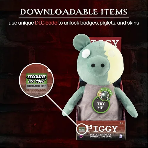 Vista 5 de PIGGY ZomPiggy - Juguete de peluche con ojos iluminados y sonidos, 13 pulgadas