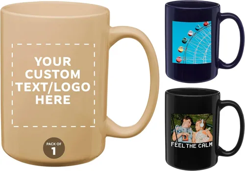 Vista 12 de DISCOUNT PROMOS Tazas de café de cerámica grandes personalizadas de 15 onzas, juego de 10/50/100, paquete personalizado a granel, perfecto
