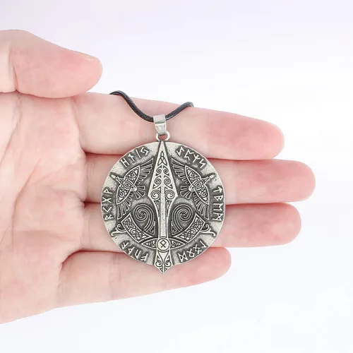 Vista 4 de HAQUIL Collar con colgante de amuleto de símbolo antiguo vikingo, regalo de joyería nórdica para hombres