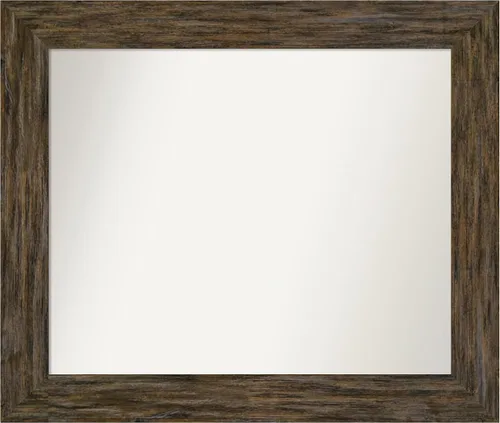 Vista 127 de Amanti Art Espejo personalizado, espejo de baño marrón Fencepost, espejo de pared o espejo de tocador de baño sobre el fregadero (27 x 27 pulgadas)