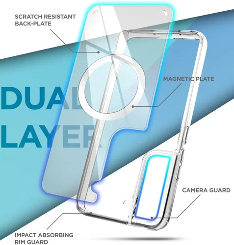 Vista 3 de ENCASED Funda transparente para Samsung Galaxy S22, funda magnética delgada compatible con Magsafe (S22)