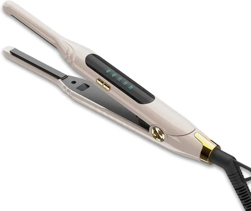 Vista 11 de Plancha de Lápiz 3/10'' Planchas Pequeñas para Cabello Corto, Corte Pixie y Flequillo, Alisador de Cabello para Bordes con Pantalla LED, Mini